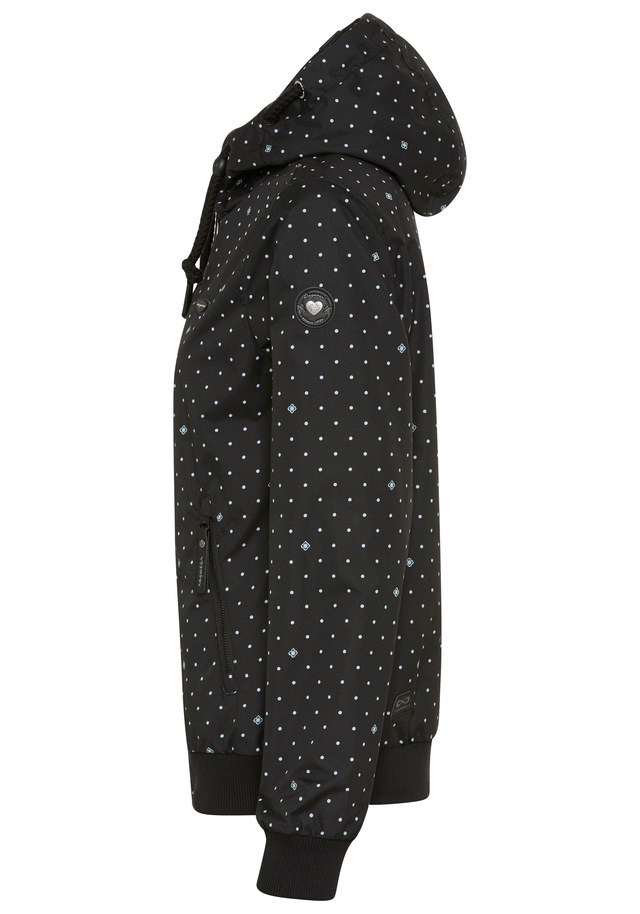 Ragwear Outdoorjacke »NUGGIE DOTS O« mit Kapuze aus Polyester, hüftlange Passform, hochschließender Kragen