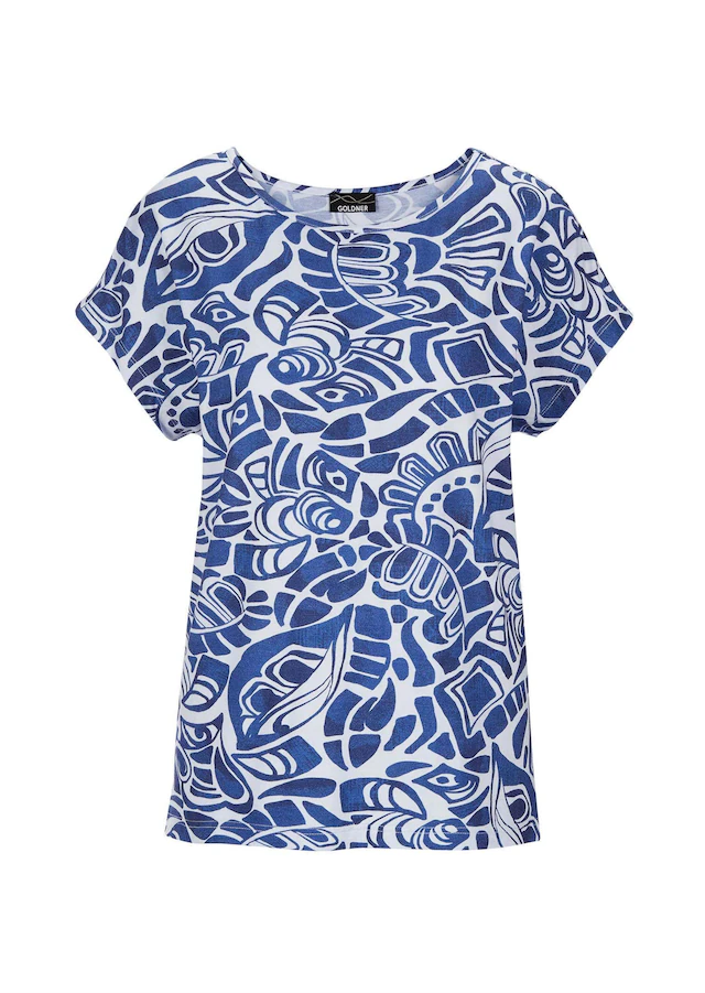 GOLDNER Print-Shirt »Damen Oberteil Ethnoprint Kurzarm« Druck mit Struktureffekt