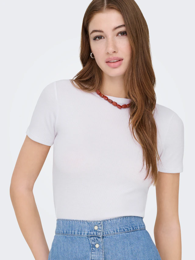 ONLY Kurzarmshirt »ONLJUNE S/S TEE JRS NOOS« Materialmix