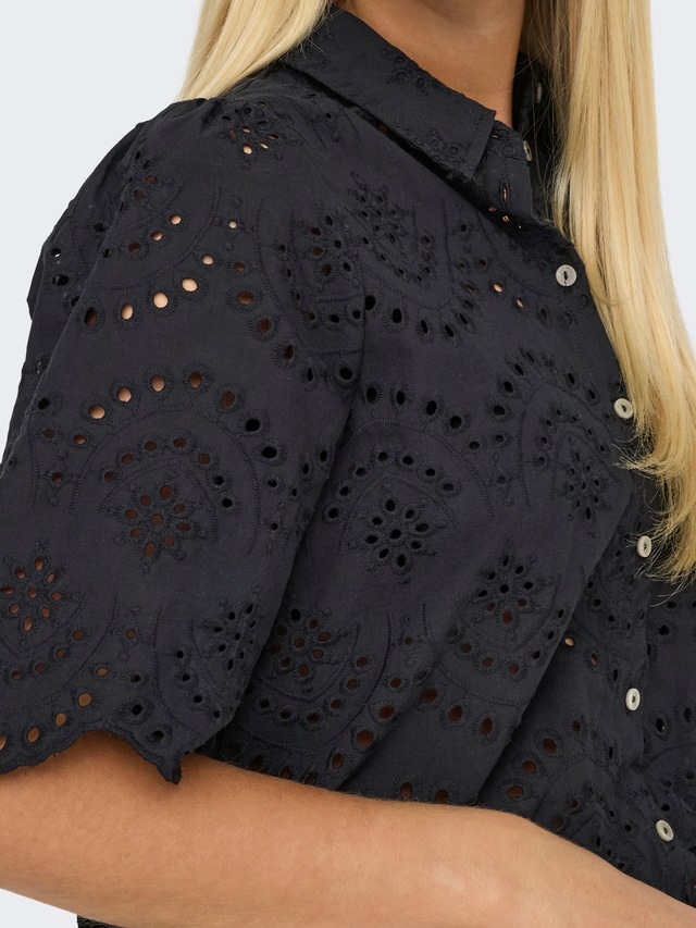 ONLY Spitzenbluse »ONLVALAIS S/S SHIRT WVN NOOS« Baumwolle, loose fit