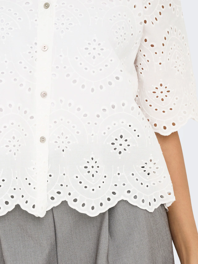 ONLY Spitzenbluse »ONLVALAIS S/S SHIRT WVN NOOS« Baumwolle, loose fit