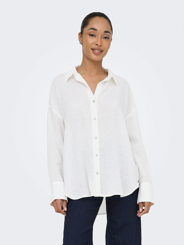 ONLY Hemdbluse »ONLBRUXELLES V- LS LIN BL SHIRT PNT NOOS« mit Leinen