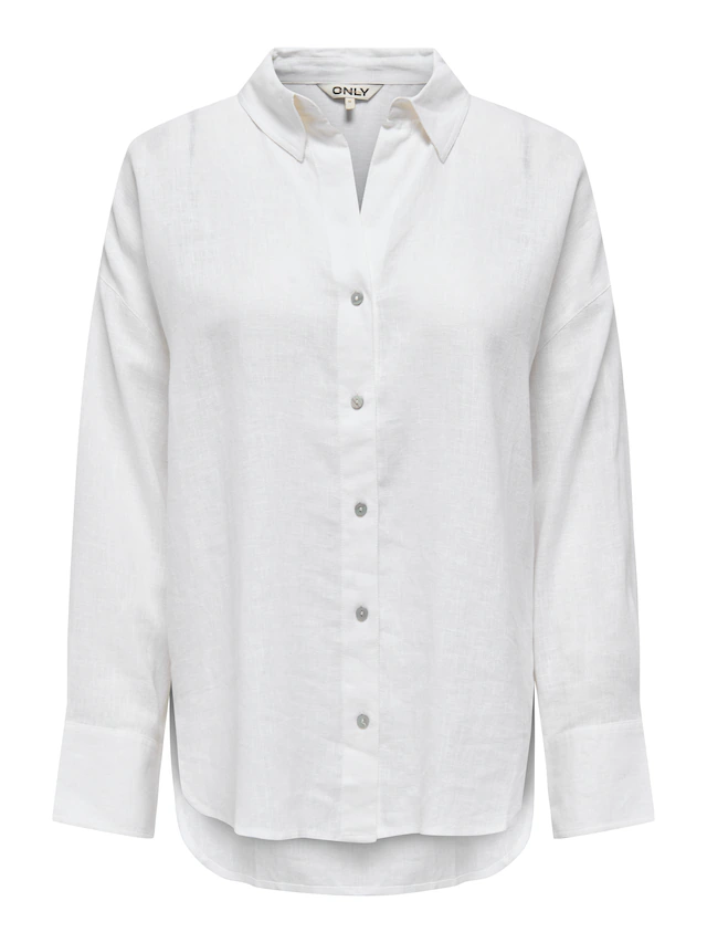 ONLY Hemdbluse »ONLBRUXELLES V- LS LIN BL SHIRT PNT NOOS« mit Leinen