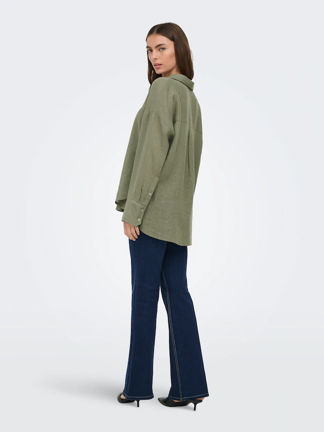 ONLY Hemdbluse »ONLBRUXELLES V- LS LIN BL SHIRT PNT NOOS« mit Leinen