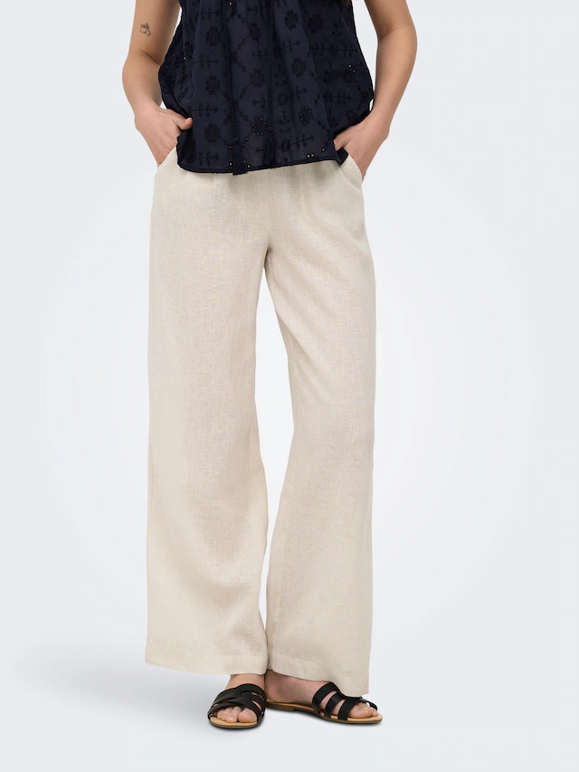 ONLY Schlupfhose »ONLBRUXELLES MW LIN BL TIE PANT PNT NOOS« Sommerhose mit Leinen