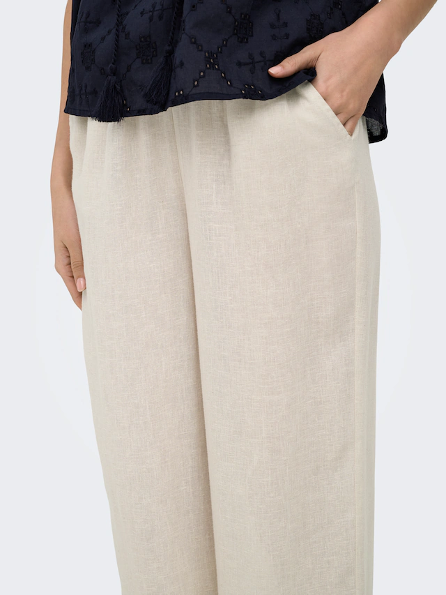 ONLY Schlupfhose »ONLBRUXELLES MW LIN BL TIE PANT PNT NOOS« Sommerhose mit Leinen