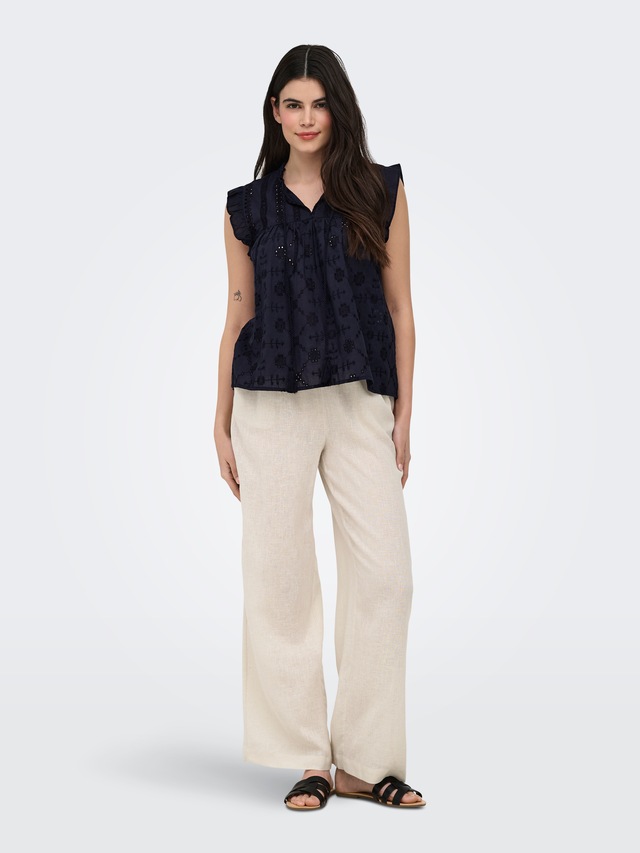 ONLY Schlupfhose »ONLBRUXELLES MW LIN BL TIE PANT PNT NOOS« Sommerhose mit Leinen