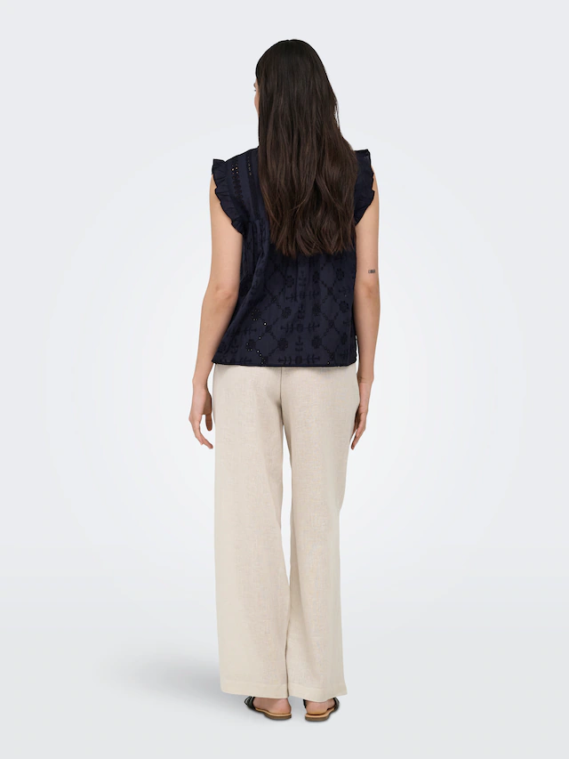 ONLY Schlupfhose »ONLBRUXELLES MW LIN BL TIE PANT PNT NOOS« Sommerhose mit Leinen