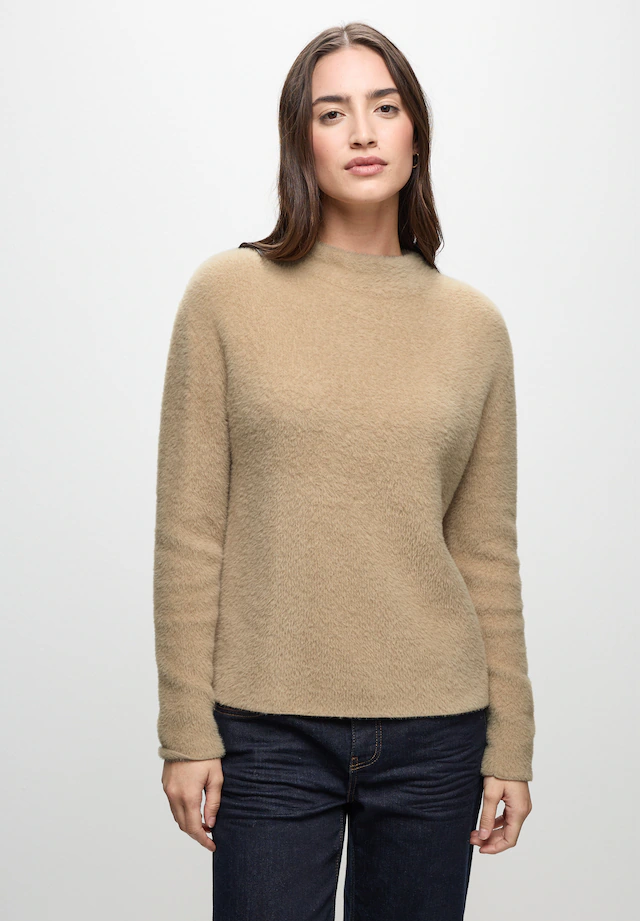 STREET ONE Stehkragenpullover aus softem Materialmix
