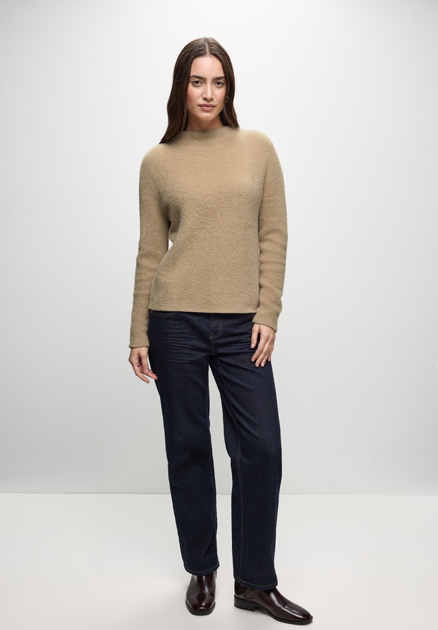 STREET ONE Stehkragenpullover aus softem Materialmix