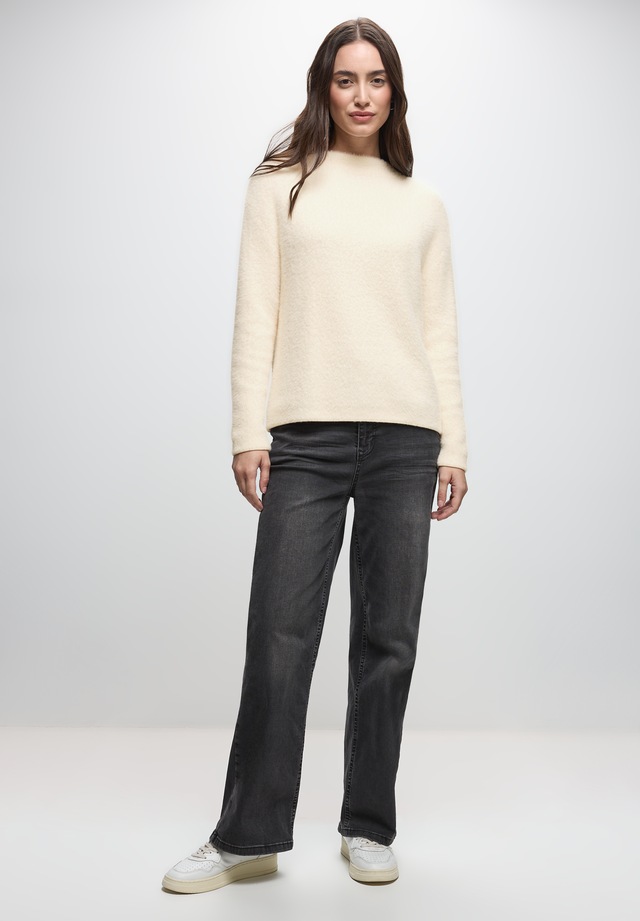 STREET ONE Stehkragenpullover aus softem Materialmix