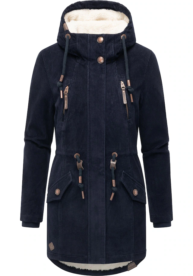 Ragwear Kurzmantel »Ellsie Cordy YOUMODO« Warmer Winterparka Kordmantel mit Taillenzugkordeln