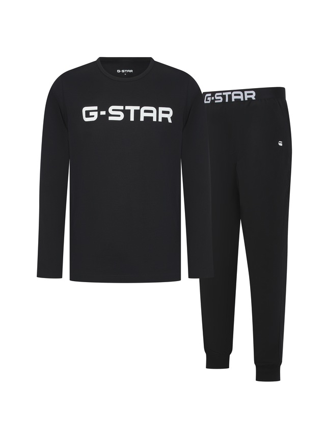 G-STAR Pyjama »STONE, LONG SLEEVE T-SHIRT & CUFFED PANTS SLEEP SET« Set, 2 tlg. in elastischer Baumwoll-Qualität, Regular Fit