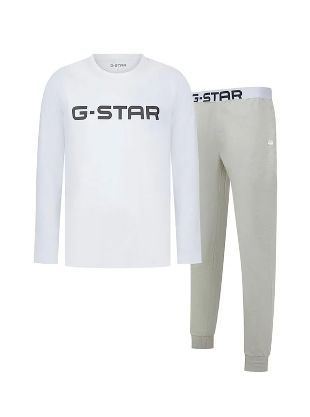 G-STAR Pyjama »STONE, LONG SLEEVE T-SHIRT & CUFFED PANTS SLEEP SET« Set, 2 tlg. in elastischer Baumwoll-Qualität, Regular Fit