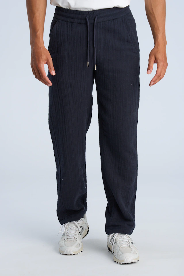 LINDBERGH Stoffhose Sommerhose in Leinen-Optik und mit Gummizug - Weiter Schnitt