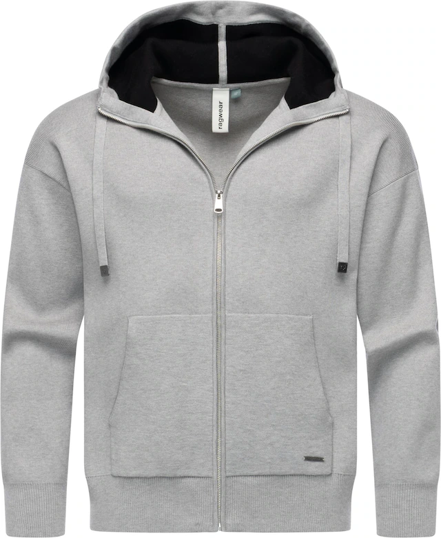 Ragwear Kapuzensweatjacke »Raggan Zip« Zipper aus Rippstrick mit großer Kapuze