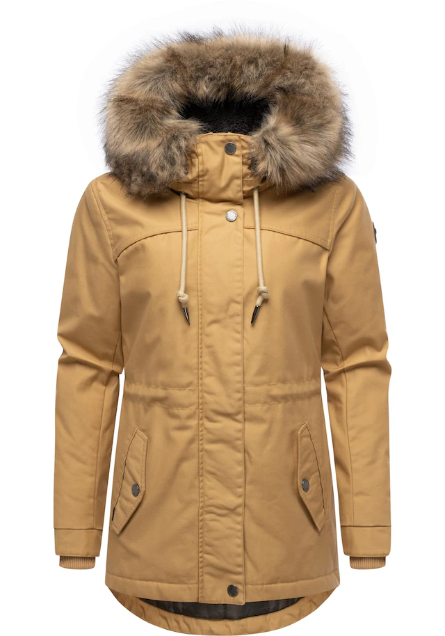 Ragwear Winterjacke »Tawny Short YOUMODO« mit Kapuze Warme Jacke mit großer Kapuze und Kunstfellkragen