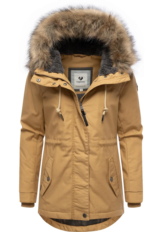 Ragwear Winterjacke »Tawny Short YOUMODO« mit Kapuze Warme Jacke mit großer Kapuze und Kunstfellkragen