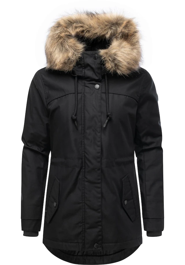 Ragwear Winterjacke »Tawny Short YOUMODO« mit Kapuze Warme Jacke mit großer Kapuze und Kunstfellkragen