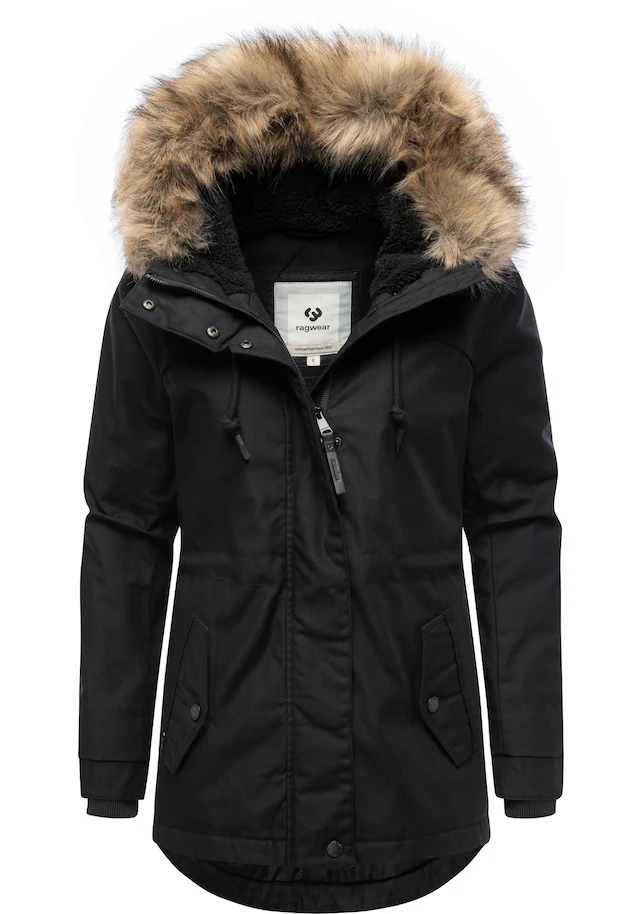 Ragwear Winterjacke »Tawny Short YOUMODO« mit Kapuze Warme Jacke mit großer Kapuze und Kunstfellkragen