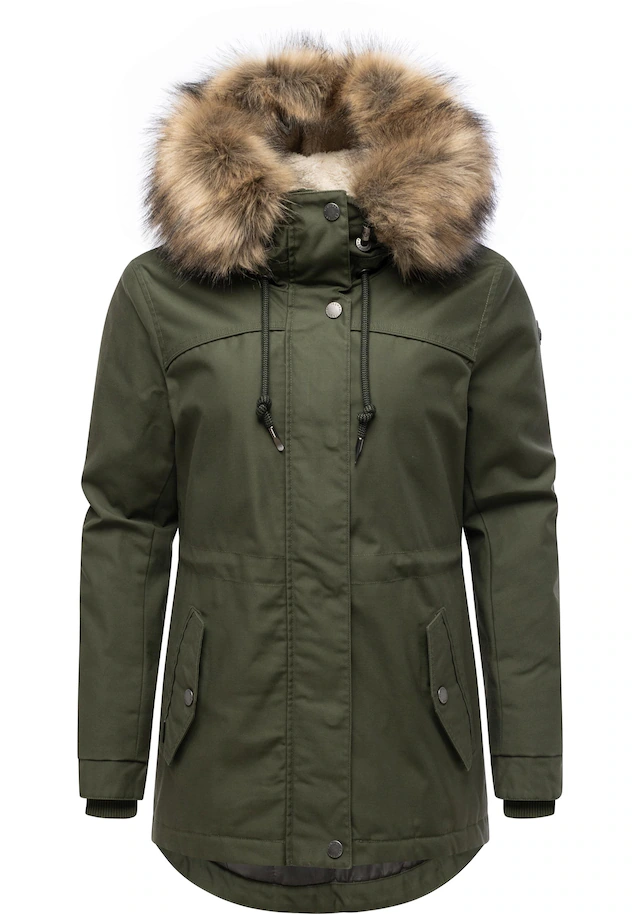 Ragwear Winterjacke »Tawny Short YOUMODO« mit Kapuze Warme Jacke mit großer Kapuze und Kunstfellkragen