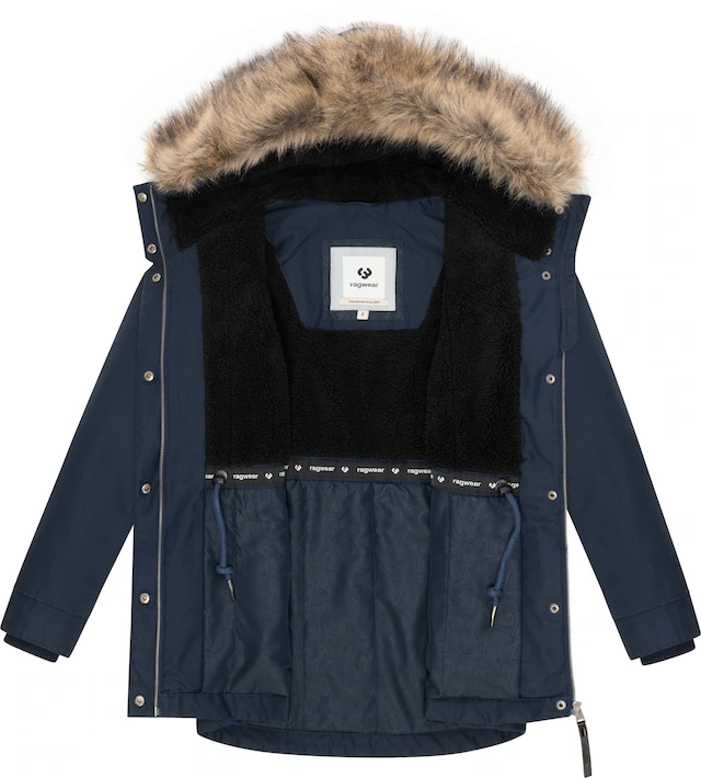 Ragwear Winterjacke »Tawny Short YOUMODO« mit Kapuze Warme Jacke mit großer Kapuze und Kunstfellkragen