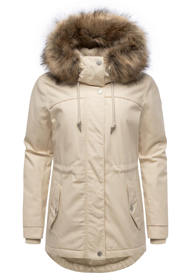 Ragwear Winterjacke »Tawny Short YOUMODO« mit Kapuze Warme Jacke mit großer Kapuze und Kunstfellkragen