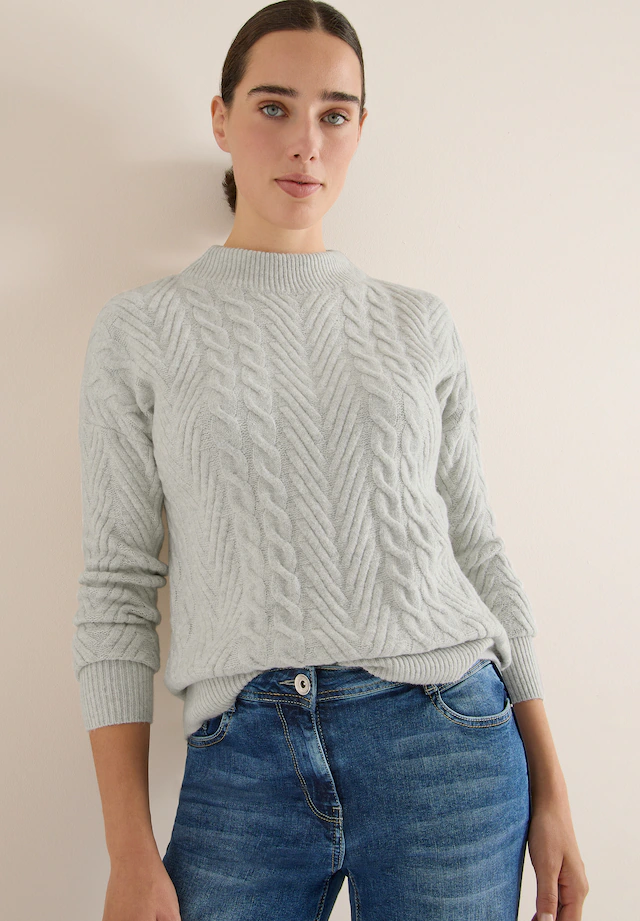 Cecil Strickpullover mit Turtle Neck, Zopfmuster