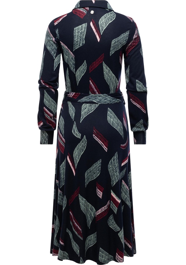 Ragwear Blusenkleid »Plantee Print« Eingrifftaschen Modisches Damenkleid mit Taillengürtel