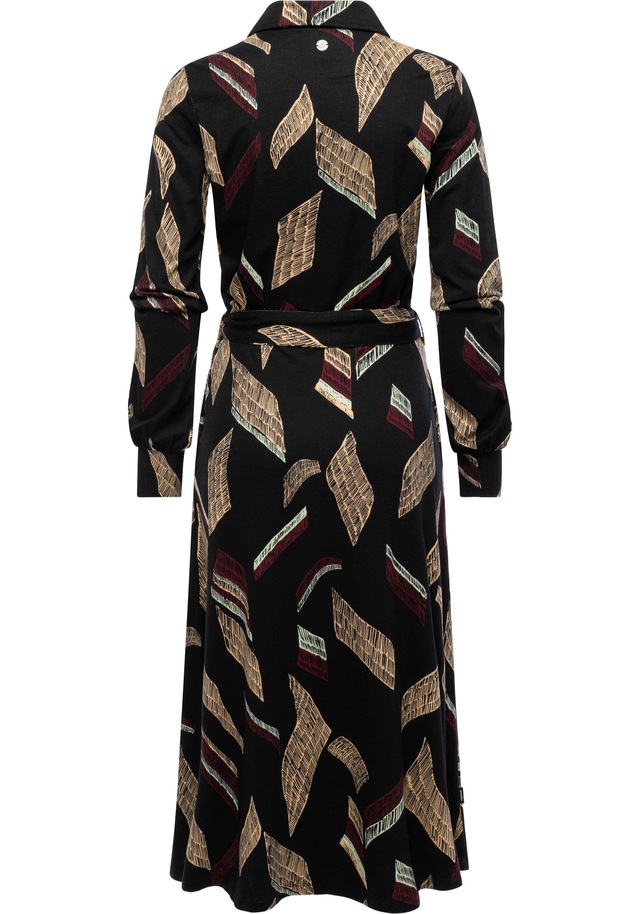 Ragwear Blusenkleid »Plantee Print« Eingrifftaschen Modisches Damenkleid mit Taillengürtel