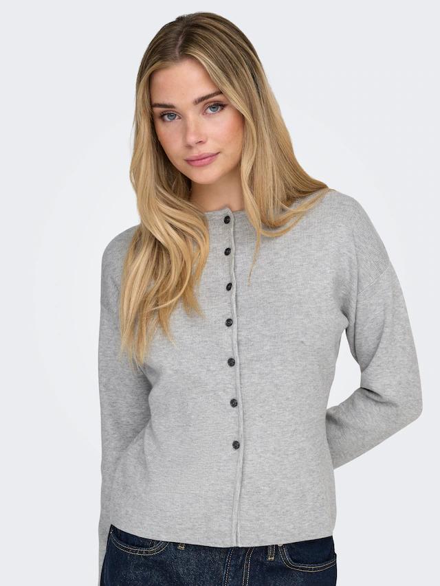 ONLY Strickjacke »ONLLUCY LS O-NECK CARDIGAN EX KNT« Materialmix, regular fit, Rundhals
