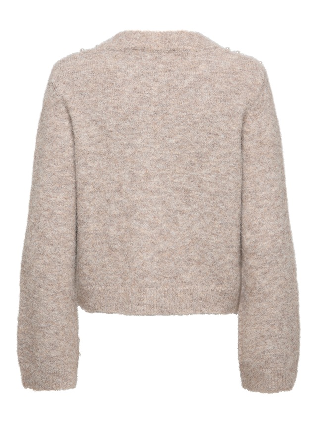 ONLY Strickjacke »ONLMIGGIE LS O-NECK PEARL CARDIGA EX KNT« Materialmix, regular fit