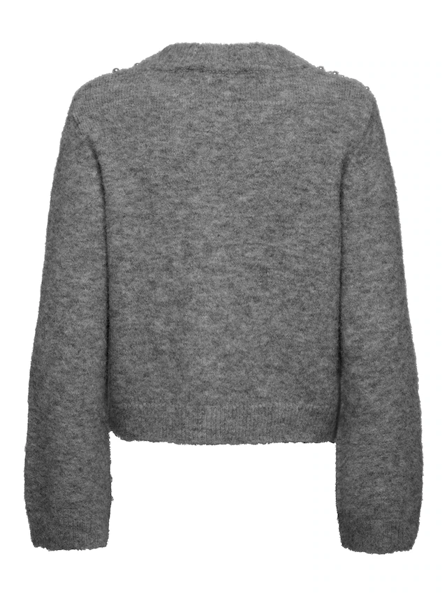 ONLY Strickjacke »ONLMIGGIE LS O-NECK PEARL CARDIGA EX KNT« Materialmix, regular fit