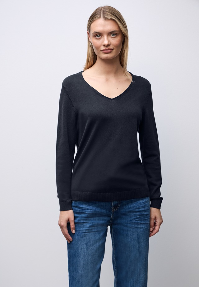 STREET ONE V-Ausschnitt-Pullover Feinstrick