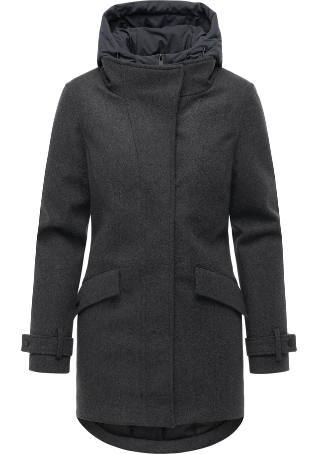 Ragwear Wintermantel »Petuja Felt YOUMODO« Klassischer Damen Kurzmantel mit Kapuze