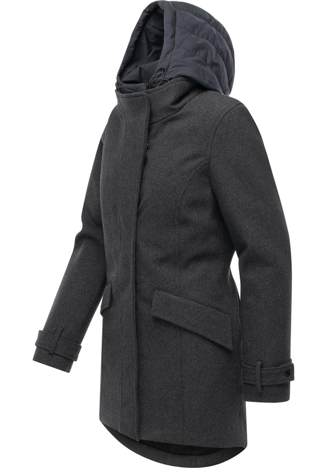 Ragwear Wintermantel »Petuja Felt YOUMODO« Klassischer Damen Kurzmantel mit Kapuze