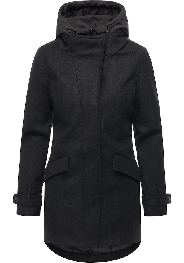 Ragwear Wintermantel »Petuja Felt YOUMODO« Klassischer Damen Kurzmantel mit Kapuze