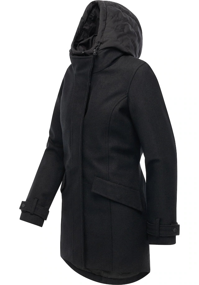 Ragwear Wintermantel »Petuja Felt YOUMODO« Klassischer Damen Kurzmantel mit Kapuze