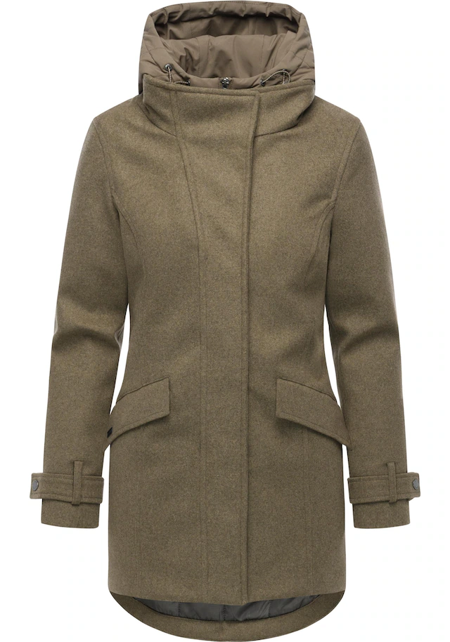 Ragwear Wintermantel »Petuja Felt YOUMODO« Klassischer Damen Kurzmantel mit Kapuze
