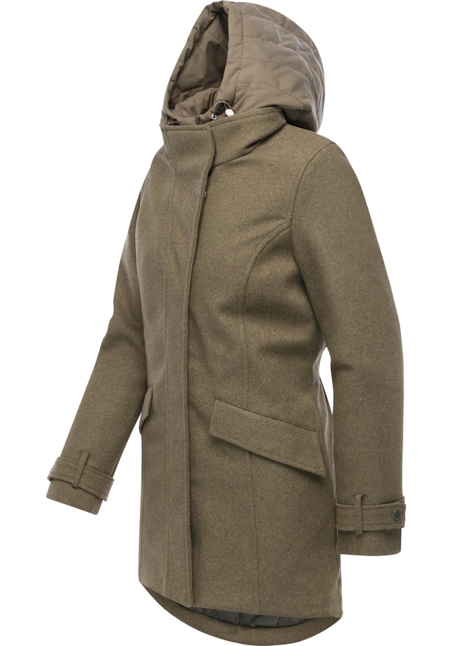 Ragwear Wintermantel »Petuja Felt YOUMODO« Klassischer Damen Kurzmantel mit Kapuze