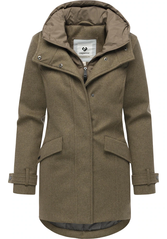 Ragwear Wintermantel »Petuja Felt YOUMODO« Klassischer Damen Kurzmantel mit Kapuze