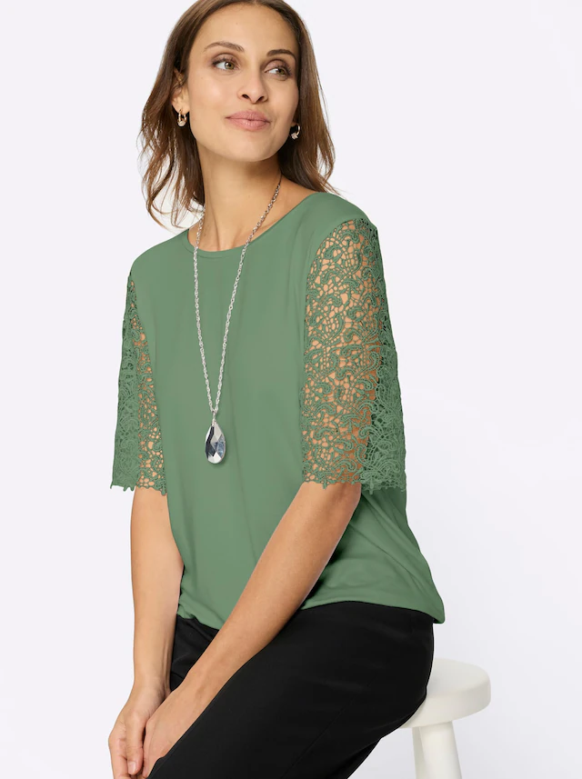 Lady Rundhalsshirt »Spitzen-Shirt« 1 tlg.