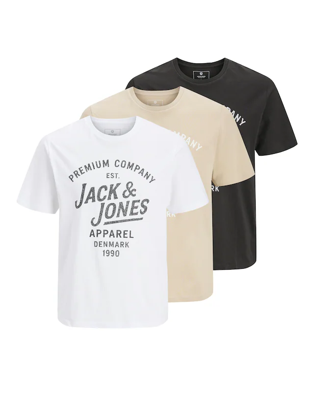 Jack & Jones Rundhalsshirt »JPRBLUZANE SS TEE FST 3PK MP« Packung, 3