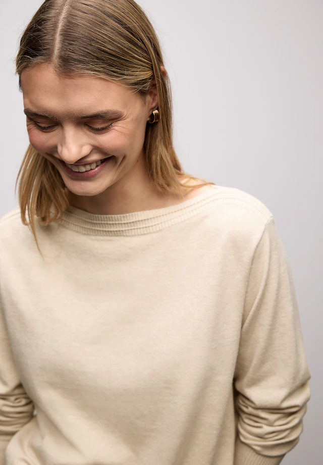 STREET ONE Strickpullover U-Boot-Ausschnitt mit Strukturdetails