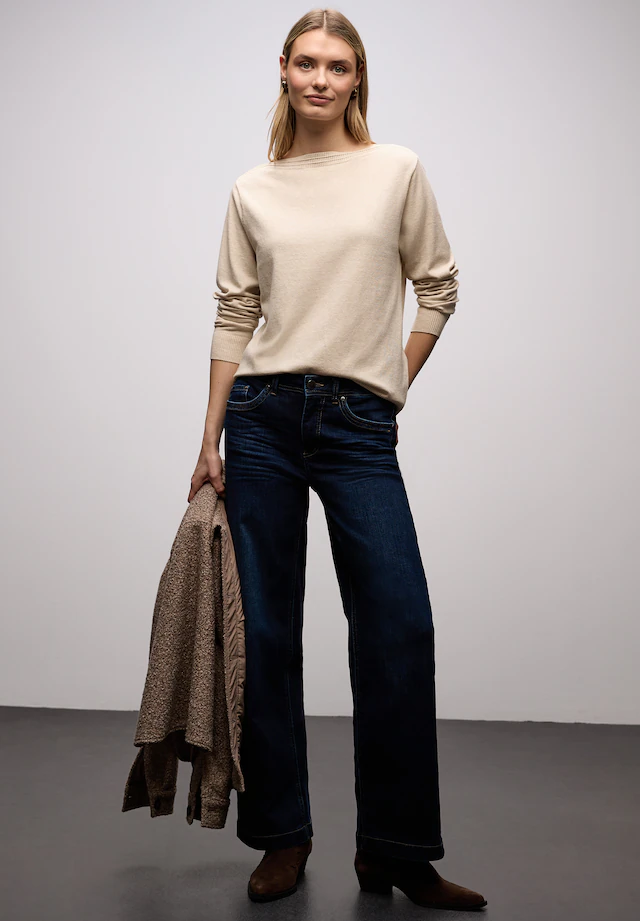 STREET ONE Strickpullover U-Boot-Ausschnitt mit Strukturdetails