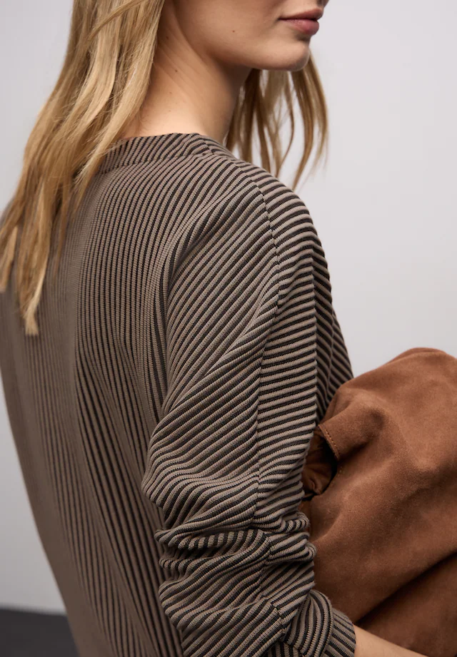 STREET ONE Strickpullover 3/4-Arm mit Two-Tone-Effekt und feinem Strukturmuster