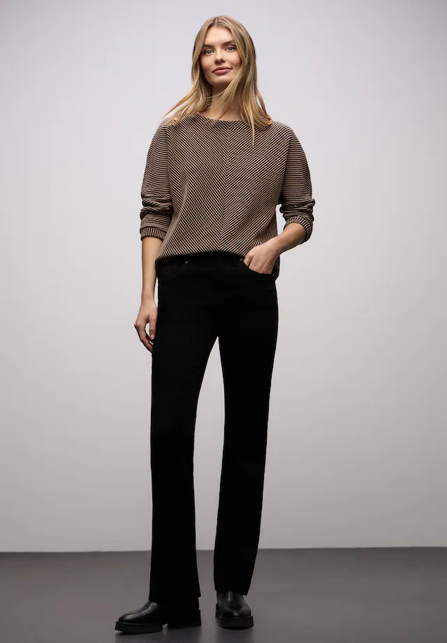 STREET ONE Strickpullover 3/4-Arm mit Two-Tone-Effekt und feinem Strukturmuster