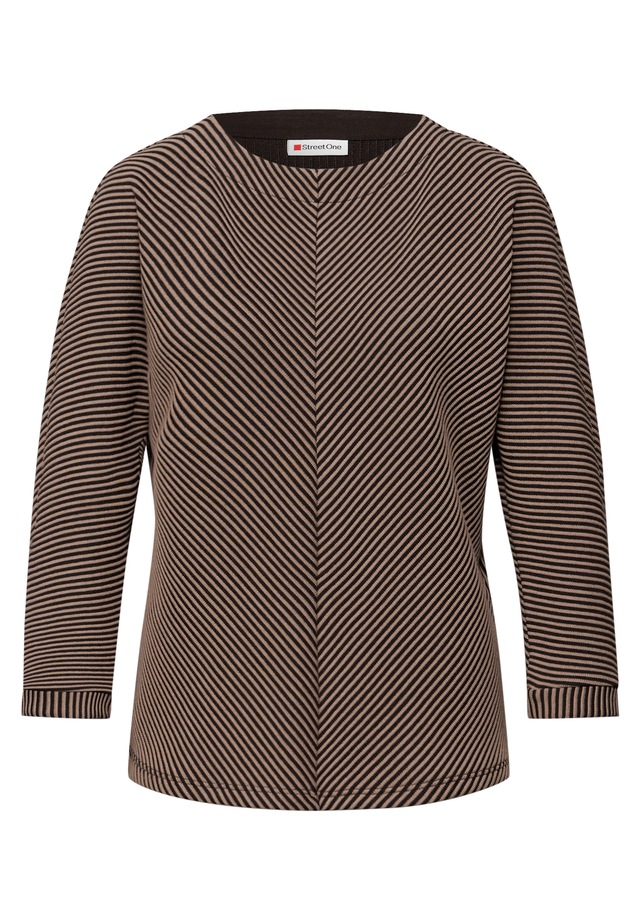 STREET ONE Strickpullover 3/4-Arm mit Two-Tone-Effekt und feinem Strukturmuster