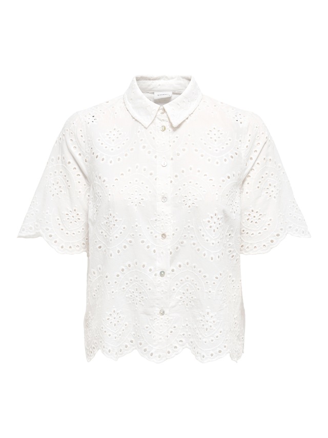 ONLY Spitzenbluse »ONLVALAIS S/S SHIRT WVN NOOS« Baumwolle, loose fit