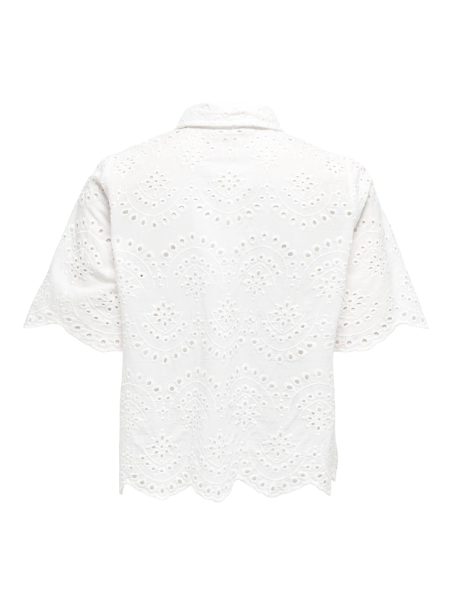 ONLY Spitzenbluse »ONLVALAIS S/S SHIRT WVN NOOS« Baumwolle, loose fit